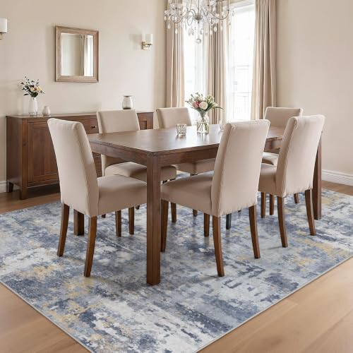 cotiled 10x12 Area Rugs Living Room: Washable Abstract Rug Blue Gold - color: Blue/Gold, size: 10' x 12' (Rectangular)