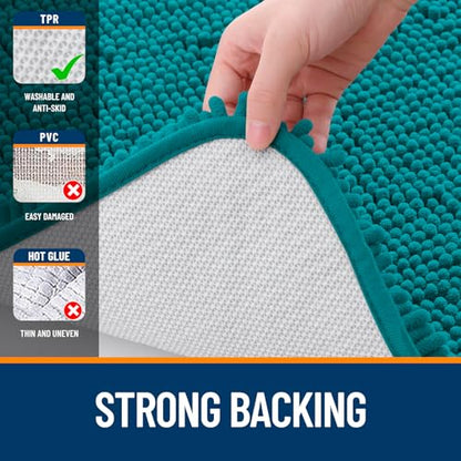 OLANLY Toilet Rugs U-Shaped 20x20, Soft Absorbent Chenille Contour Rugs - color: Deep Lake, size: 20" X 20" Contour Rug