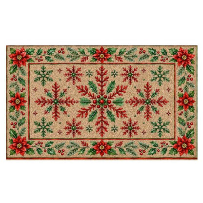 Christmas Snowflake Floral Faux Coco Coir Doormat Door Mat 17x30 - color: Christmas 02