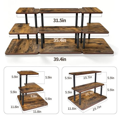 Retail Display Risers, 3 Tier Wooden Cupcake Stand Rustic Tiered Tray Stand