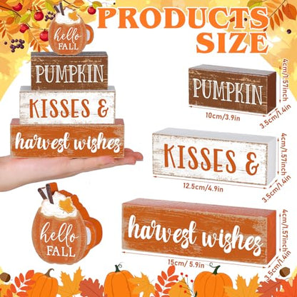 4 Pcs Fall Decor for Home Hello Fall Wooden Signs with Ice Cream Cup - style: Pumpkin Spice