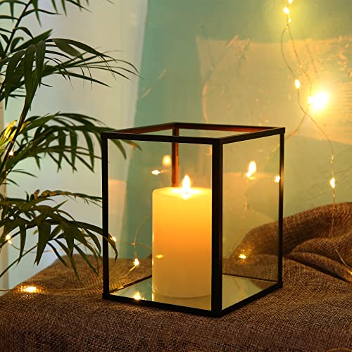 Phosphor Set of 6 PCS Small Glass Hurricane Camdle Holder, Black Candle Holder for Wedding, Party, Holiday. - color: Black-6pcs