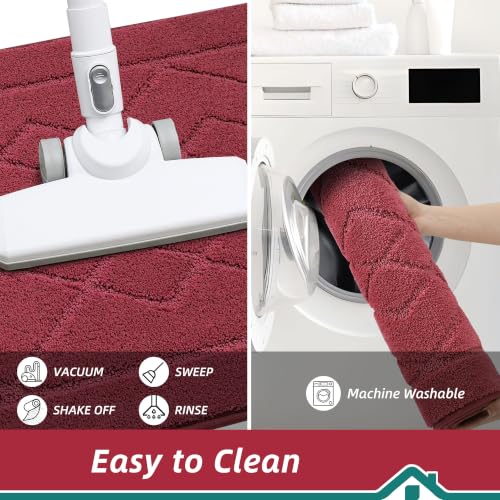 BEQHAUSE Kitchen Runner Rug Non Slip Kitchen Rugs, 20" x 59", Red - color: Burgundy Red, size: 20" X 59"