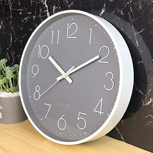 JUSTUP 12 inch Non-Ticking Wall Clock, Battery Operated Modern Wall Clock - color: Gray
