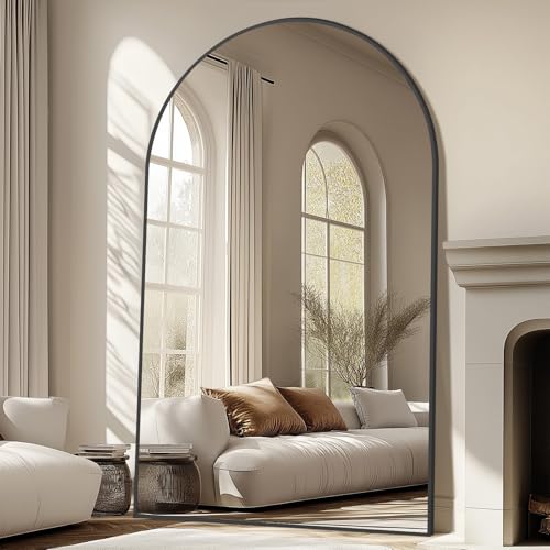 MirrMuse Oversized Arched Full Length Mirror with Stand, 76"X44", Black - color: Black-arch, size: 76"L x 44"W