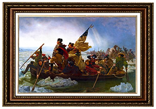 ELITEART- Washington Crossing the Delaware By Emanuel Gottlieb Leutze Oil Painting Reproduction Giclee Wall Art Canvas Prints-Framed Size:29" x 41 1/2" - color: Framed(SF806M), size: 41.5"L x 29"W