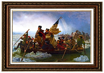 ELITEART- Washington Crossing the Delaware By Emanuel Gottlieb Leutze Oil Painting Reproduction Giclee Wall Art Canvas Prints-Framed Size:29" x 41 1/2" - color: Framed(SF806M), size: 41.5"L x 29"W