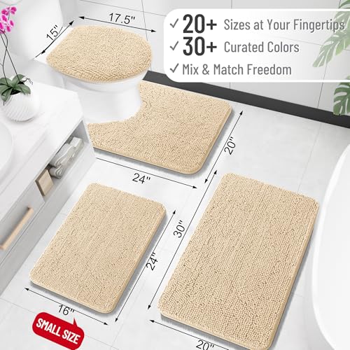 OLANLY Small Bathroom Rugs 24x16, Extra Soft Absorbent Chenille Bath Rugs - color: Beige, size: 24" X 16"