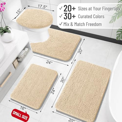 OLANLY Small Bathroom Rugs 24x16, Extra Soft Absorbent Chenille Bath Rugs - color: Beige, size: 24" X 16"