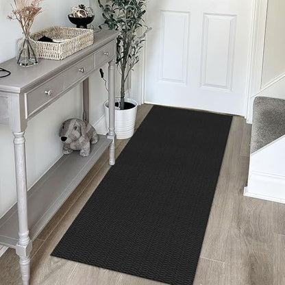 KOZYFLY 2x5 Runner Rug, Washable Non Slip Kitchen Hallway Rug, Black/Grey - color: Black/Charcoal Grey, size: 2' x 5' (Rectangular)