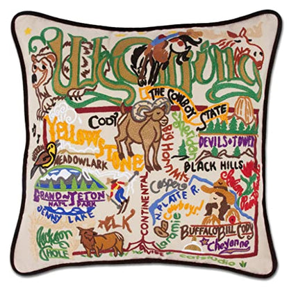 Catstudio Wyoming Hand Embroidered Decorative Throw Pillow - color: Wyoming