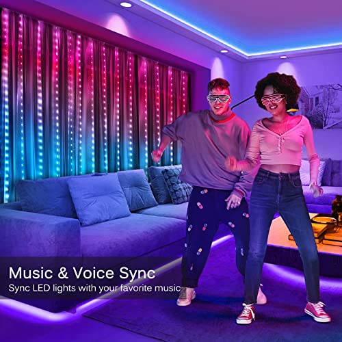 Fairy Curtain Lights 10ft x 10ft,300 LED RGB Color Changing Lights - size: 300-LED RGB 10ft x 10ft