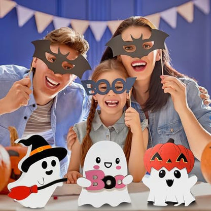Cute Ghost Halloween Decorations Indoor: Wooden Ghost Decor Table Signs Set of 5 for Home Tiered Tray Mantel Display - style: Cute Ghost