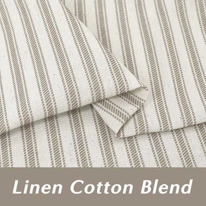 Lino Rosa Taupe Striped Kitchen Pinch Pleat Small Curtains with Hooks 20 Inch Length for Bathroom Windows - color: Taupe, size: 24"W x 20"L (Pack of 2)