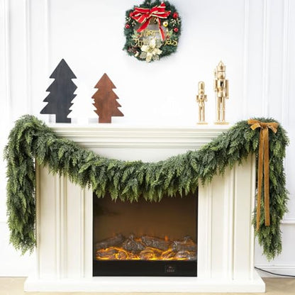 9Ft Christmas Garland,Real Touch Cedar Garland,Realistic Faux Pine Garlands - size: 9FT