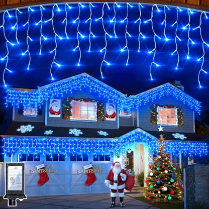 1620 LED 164FT Christmas Lights,360 Drops Icicle Lights with 12 Modes - color: Blue, size: 1620LED 164 FT with 360 Drops