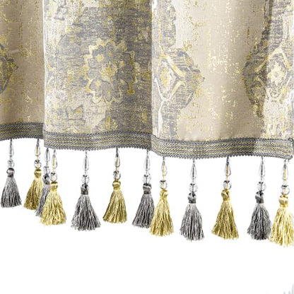 Loom and Mill Luxury Damask Jacquard Valances for Windows, Beige, 54"x18" - color: Rome-beige