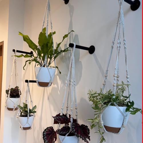 FUNSUEI 6 Inch Hanging Planters Set of 3, Self Watering Indoor Macrame Plant Hangers with Cotton Wick Rope, Hanging Planter Basket for Home Decor