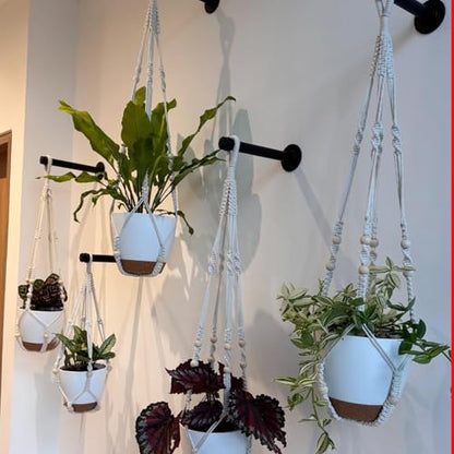 FUNSUEI 6 Inch Hanging Planters Set of 3, Self Watering Indoor Macrame Plant Hangers with Cotton Wick Rope, Hanging Planter Basket for Home Decor