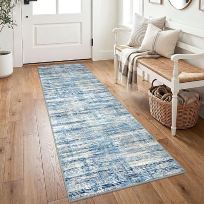 KOZYFLY Modern Washable Runner Rug 2x6 Runners for Hallways Blue Beige - color: Blue Beige, size: 2' x 6' (Runner)