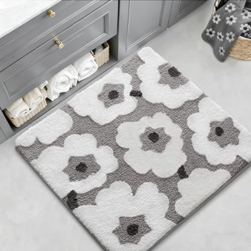 LUMI Square Bathroom Rug 26x26, Soft Absorbent Bath Mat, Non Slip - color: Elegant Black, size: 26"x26"
