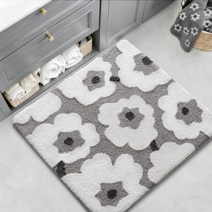LUMI Square Bathroom Rug 26x26, Soft Absorbent Bath Mat, Non Slip - color: Elegant Black, size: 26"x26"