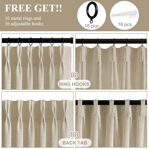 AUSSPVOCT 90 Inch Curtains Pinch Pleated Linen-Like Drapes 2 Panel Set - color: Burlywood Birch, size: 40"W x 90"L (Pack of 2)