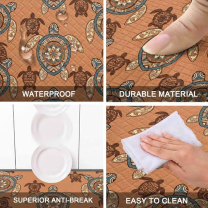 Boho Turtle Kitchen Comfort Mat 36x20in Anti-Fatigue Kitchen Mats - color: Boho Turtle
