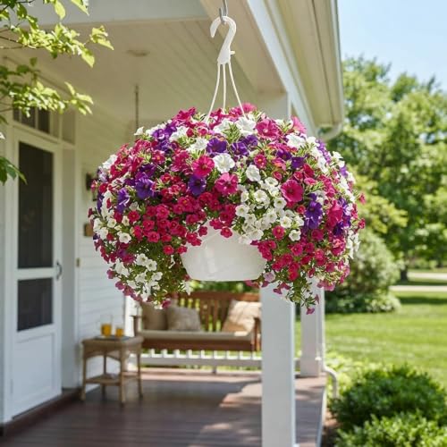 16 Pcs 10 Inch Hanging Planter with Drainage Insert, White - color: White