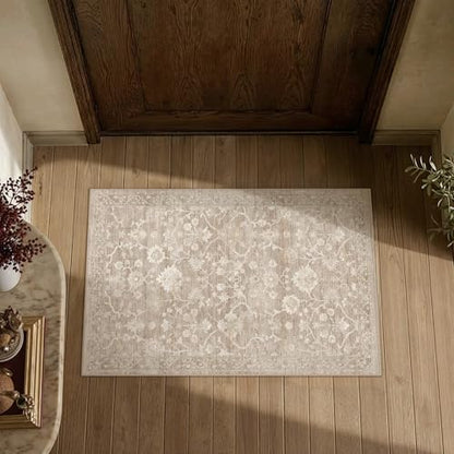 HUGEAR 2x3 Beige Neutral Area Rugs Washable Door Mat - color: Beige, size: 2' x 3' (Rectangular)