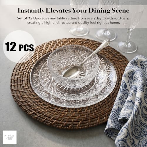 Rattan Plate Chargers, Round Woven, Harvest, Set of 12 - color: Brick Brown, size: 12 Pack