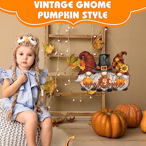 Huwena Fall Decorations for Home, Wooden Gnome Welcome Door Sign Harvest - style: Pumpkin Gnome Style