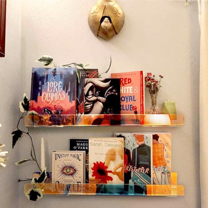 2 Packs 24 inches Iridescent Acrylic Shelves,Book Shelf for wall - color: 24in-iridescent