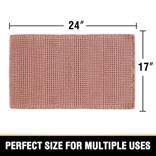 H.VERSAILTEX Upgraded Waffle Bath Mat Super Absorbent Non Slip Bath Rug Soft Pink 17" x 24" - color: Soft Pink, size: 17" x 24"