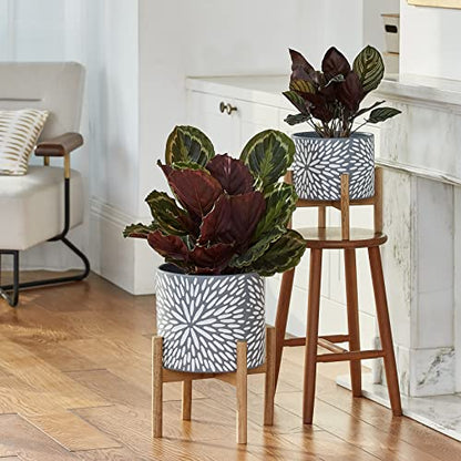 LA JOLIE MUSE Ceramic Planter for Plant, 8 Inch Indoor Planter with Stand - color: Gray
