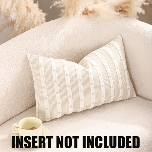 Beige Boho Outdoor Throw Pillow Covers 12x20 Set of 2 - color: Beige, size: 20" x 12" (Pack of 2)