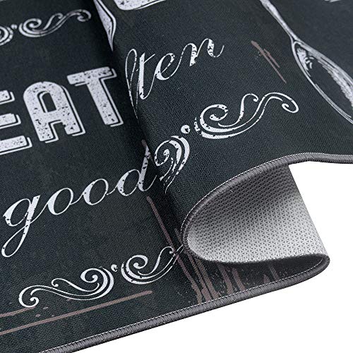 Carvapet 2 Piece Kitchen Rug Set 17x48 + 17x24 Washable Non Slip - color: Black