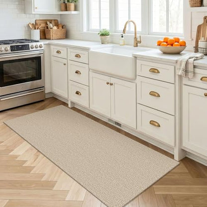 EARTHALL Washable Runner Rug, Non Slip Backdoor Rug, 2x4 Ft, Sand/Beige - color: Sand/Beige, size: 2' x 4' (Rectangular)