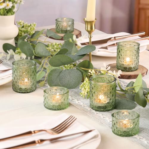 36 Pack Votive Candle Holders, Green Glass Tea Light Candle Holders - color: Green