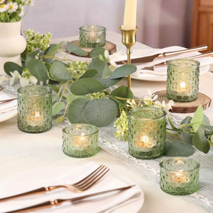 36 Pack Votive Candle Holders, Green Glass Tea Light Candle Holders - color: Green