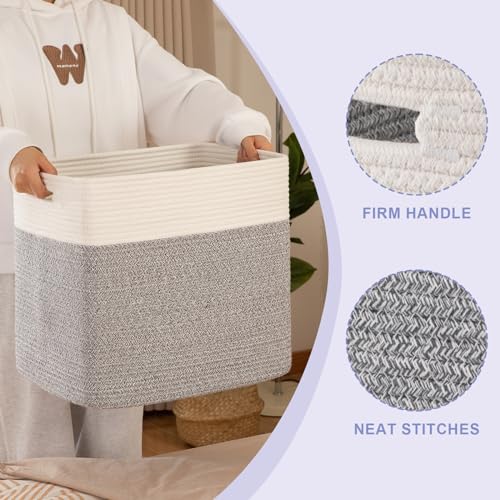 OIAHOMY 2 PACK Tall Storage baskets 55L Blanket Basket Living Room Grey - color: Grey, size: 16.5" x 13" x 15"