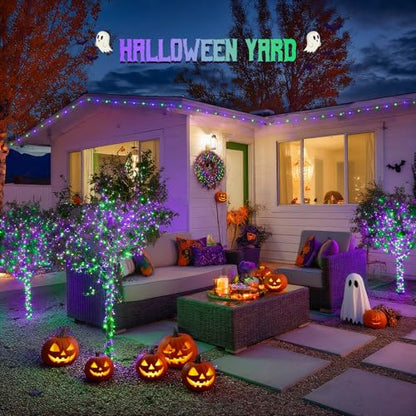 JMEXSUSS 200 LED Purple and Green Halloween Fairy Lights Plug in - color: Purple Green, size: 66FT 200LED
