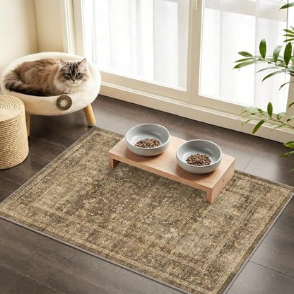 2x3 Washable Entryway Area Rug Non-Slip Distressed Brown Door Mat - color: Accent | Brown, size: 2' x 3' (Rectangular)