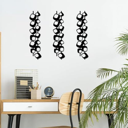 ruelen Mid Century Abstract Metal Wall Art Sculpture Set of 4(15.7x3.9in) - color: Block 4