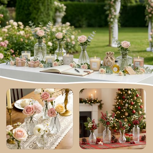 Glass Bud Vases in Bulk Small Mini Clear Vase for Flowers 17pc - color: Transparent