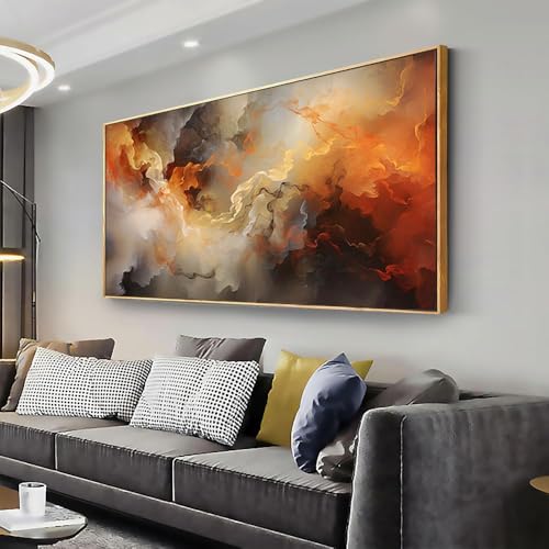 VHMING Abstract Wall Art Framed Ready to Hang Home Decor Orange White Artwork Wall Art Prints Canvas Painting Large Size for Living Room Bedroom Office Decoration 20"x40" - color: Orange, size: 20"L x 40"W
