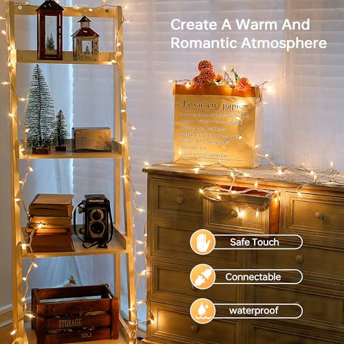 Warm White Christmas Mini Lights, 23FT 100 Count with White Wire - color: Warm White