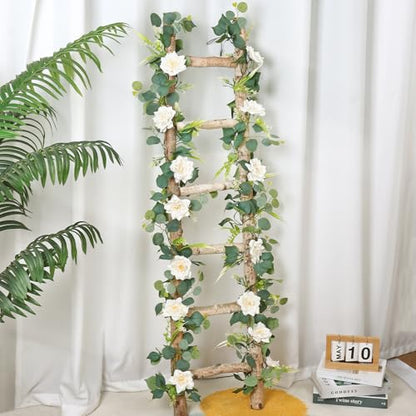 Flower Garland Artificial Rose Garland 4PCS Eucalyptus Garlands - color: White Rose, size: 4PCS