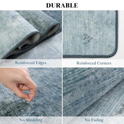 3x5 Washable Area Rug, Blue Solid Area Rugs for Living Room & Bedroom - color: Blue, size: 3' x 5' (Rectangular)