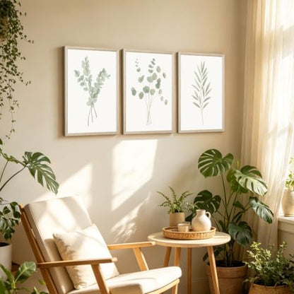 Sage Green Botanical Wall Art Deor Eucalyptus Leaf Pictures Plant Prints - color: Botanical Art, size: 16''x24'' Wood Framed